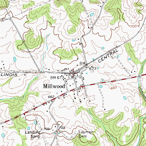 Topographic Map of Millwood, KY