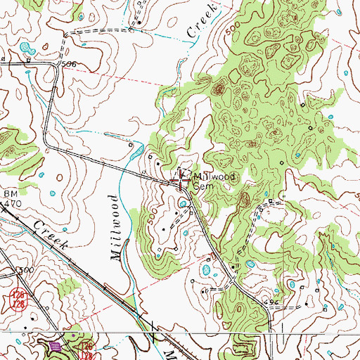 Topographic Map of Millwood Cemetery, KY
