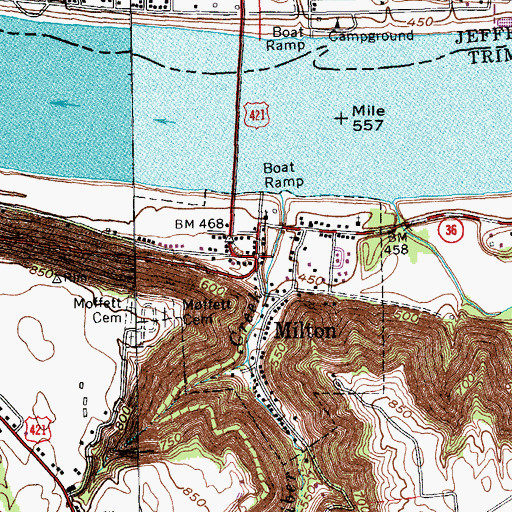 Topographic Map of Milton, KY