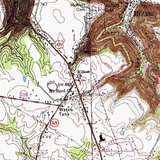 Topographic Map of Milton Church, KY