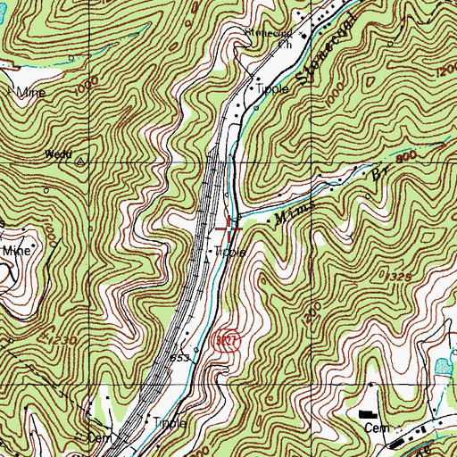 Topographic Map of Mims Branch, KY