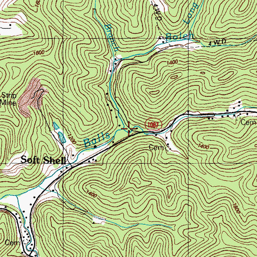 Topographic Map of Mine Branch, KY