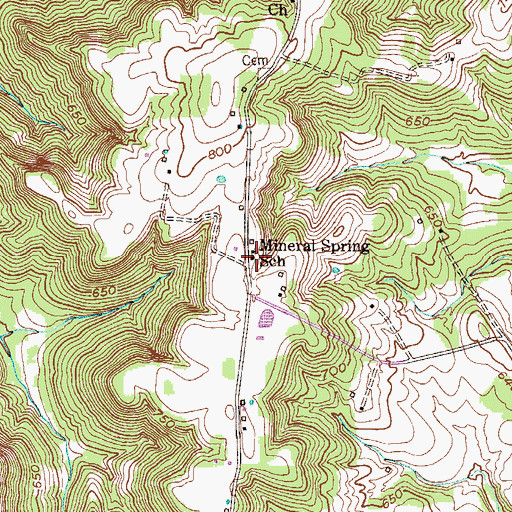 Topographic Map of Mineral Spring School, KY