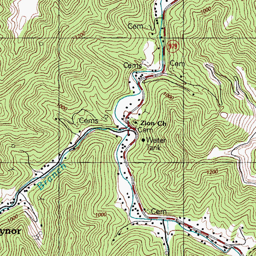 Topographic Map of Mink Branch, KY