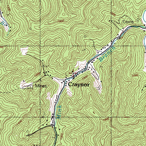 Topographic Map of Mink Branch School, KY