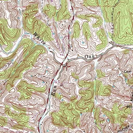 Topographic Map of Mink Run, KY