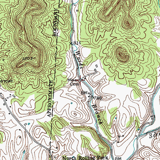 Topographic Map of Minor Cemetery, KY