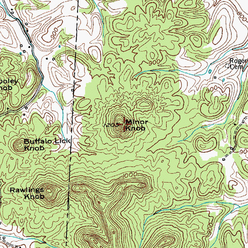 Topographic Map of Minor Knob, KY
