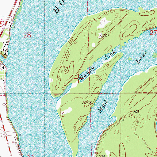 Topographic Map of Happy Jack, AR