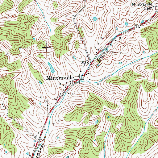 Topographic Map of Minorsville, KY
