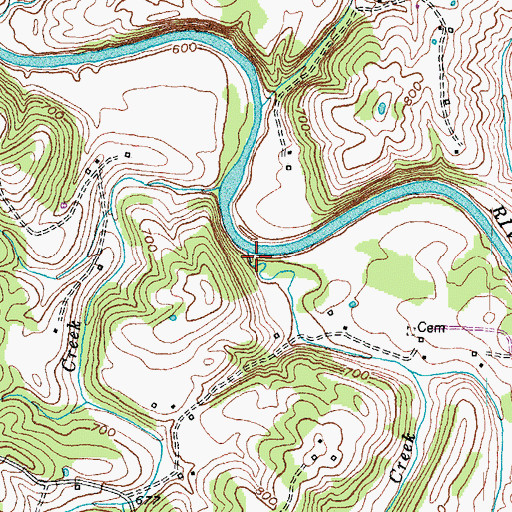 Topographic Map of Mint Creek, KY