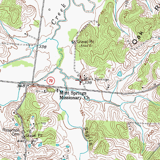 Topographic Map of Mint Springs, KY