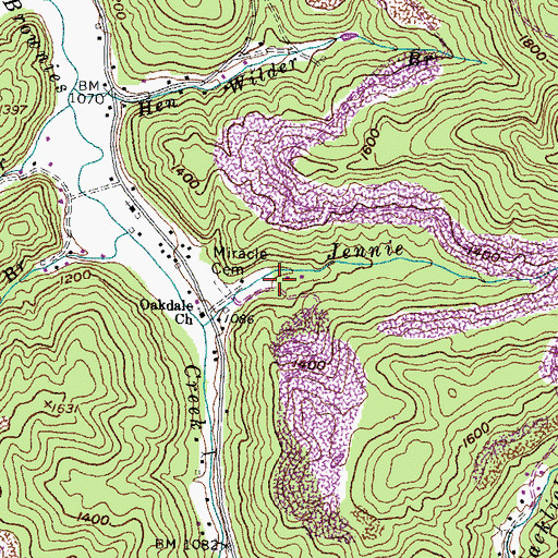 Topographic Map of Miracle Cemetery, KY