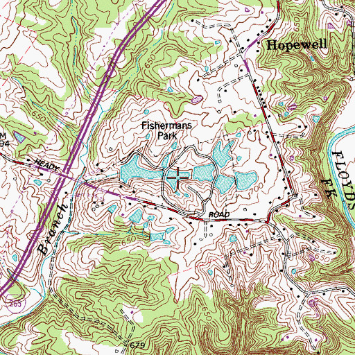 Topographic Map of Mirror Lakes, KY