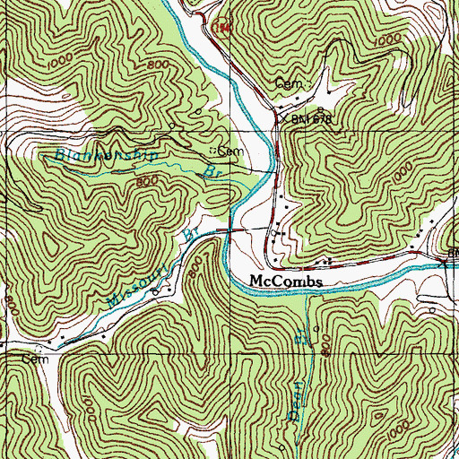 Topographic Map of Missouri Branch, KY
