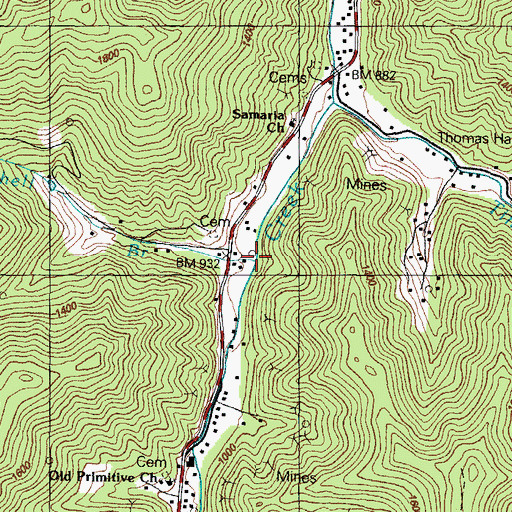 Topographic Map of Mitchell Branch, KY