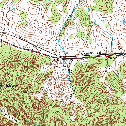 Topographic Map of Mitchell Cemetery, KY