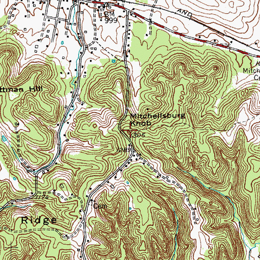 Topographic Map of Mitchellsburg Knob, KY