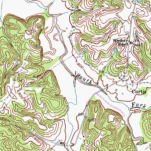 Topographic Map of Moccasin Creek, KY