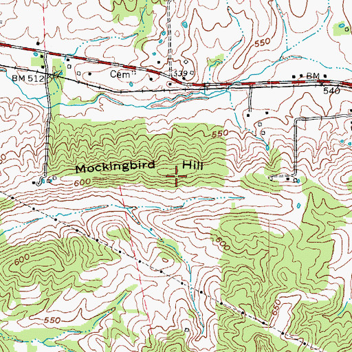 Topographic Map of Mockingbird Hill, KY