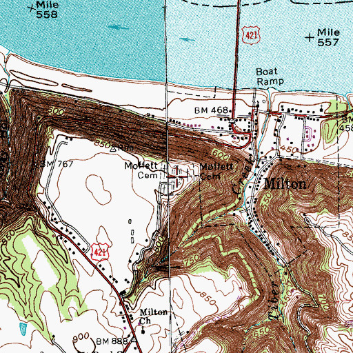 Topographic Map of Moffett Cemetery, KY