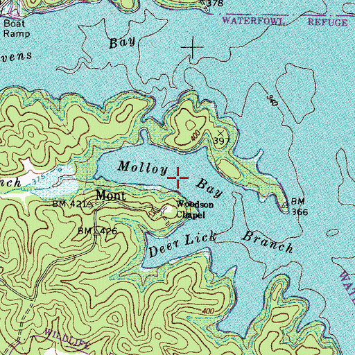 Topographic Map of Molloy Bay, KY