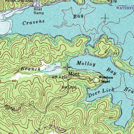 Topographic Map of Molloy Branch, KY