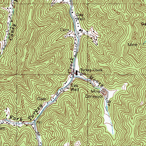 Topographic Map of Money Branch, KY