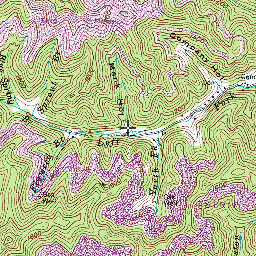 Topographic Map of Monk Hollow, KY