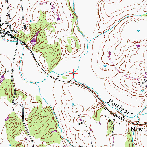 Topographic Map of Monks Creek, KY