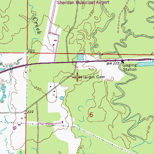 Topographic Map of Hardin Cemetery, AR