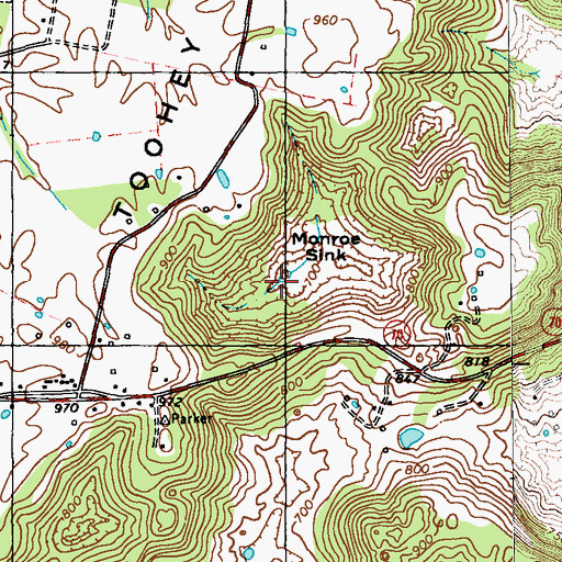 Topographic Map of Monroe Sink, KY