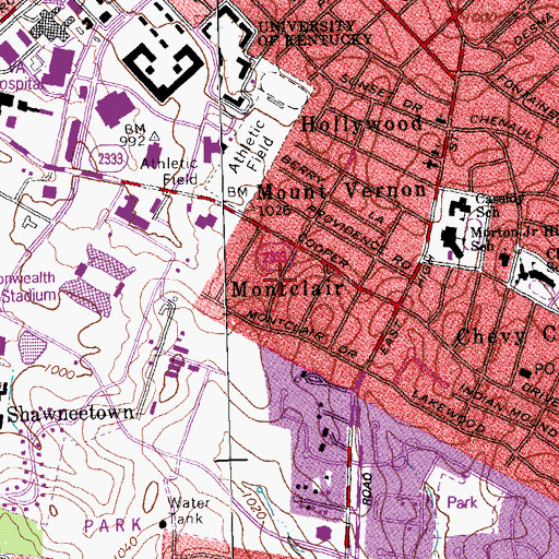 Topographic Map of Montclair, KY