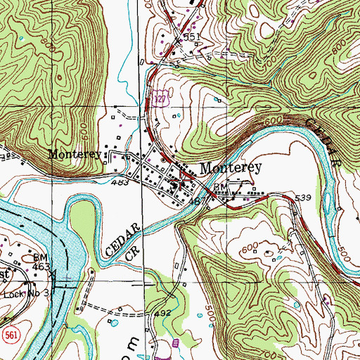 Topographic Map of Monterey, KY