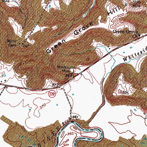 Topographic Map of Montezuma Mine, KY