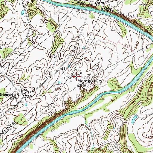 Topographic Map of Montgomery Cemetery, KY