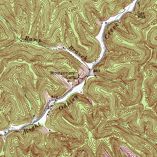 Topographic Map of Montgomery Cemetery, KY