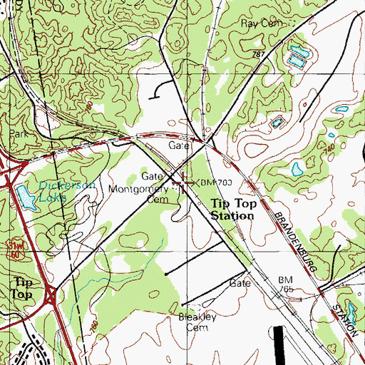 Topographic Map of Montgomery Cemetery, KY