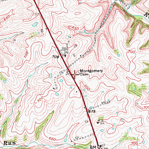 Topographic Map of Montgomery Cemetery, KY