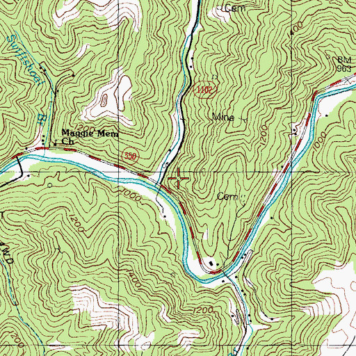 Topographic Map of Montgomery Creek, KY