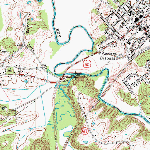 Topographic Map of Montgomery Creek, KY