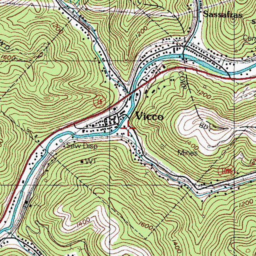 Topographic Map of Montgomery Creek, KY