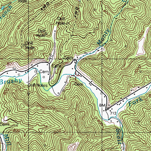 Topographic Map of Monty Lowe Branch, KY