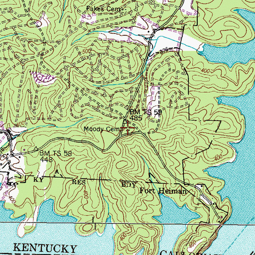 Topographic Map of Moody Cemetery, KY