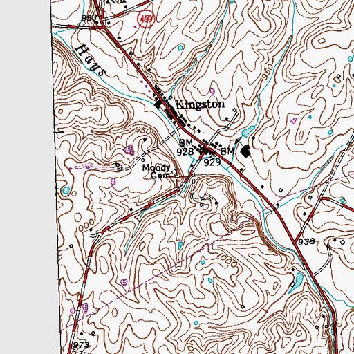 Topographic Map of Moody Cemetery, KY