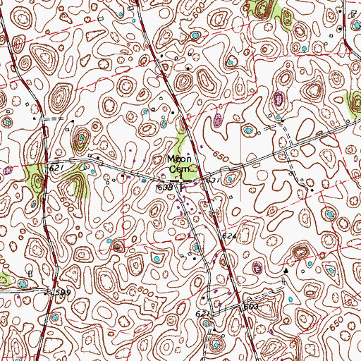 Topographic Map of Moon Cemetery, KY