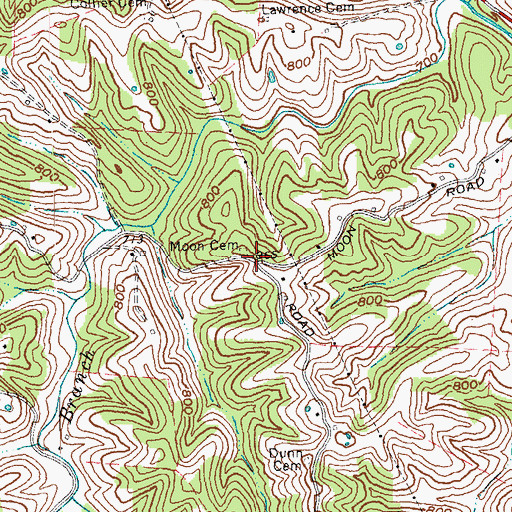Topographic Map of Moon Cemetery, KY