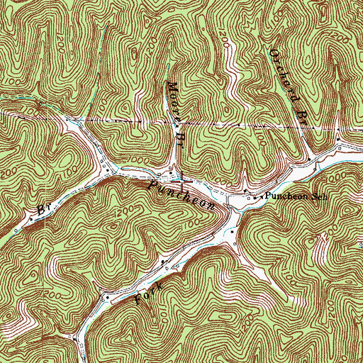 Topographic Map of Moore Branch, KY