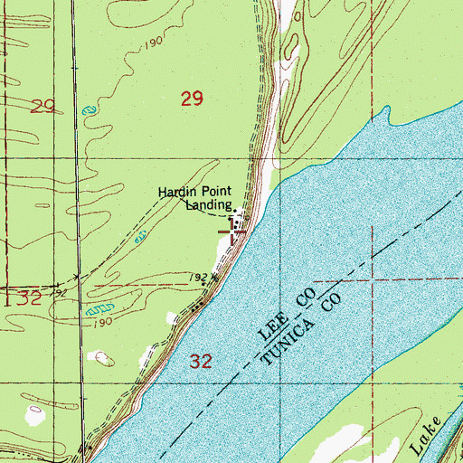 Topographic Map of Hardin Point Lodge, AR