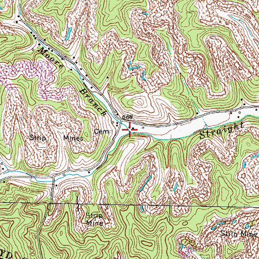 Topographic Map of Moore Branch, KY